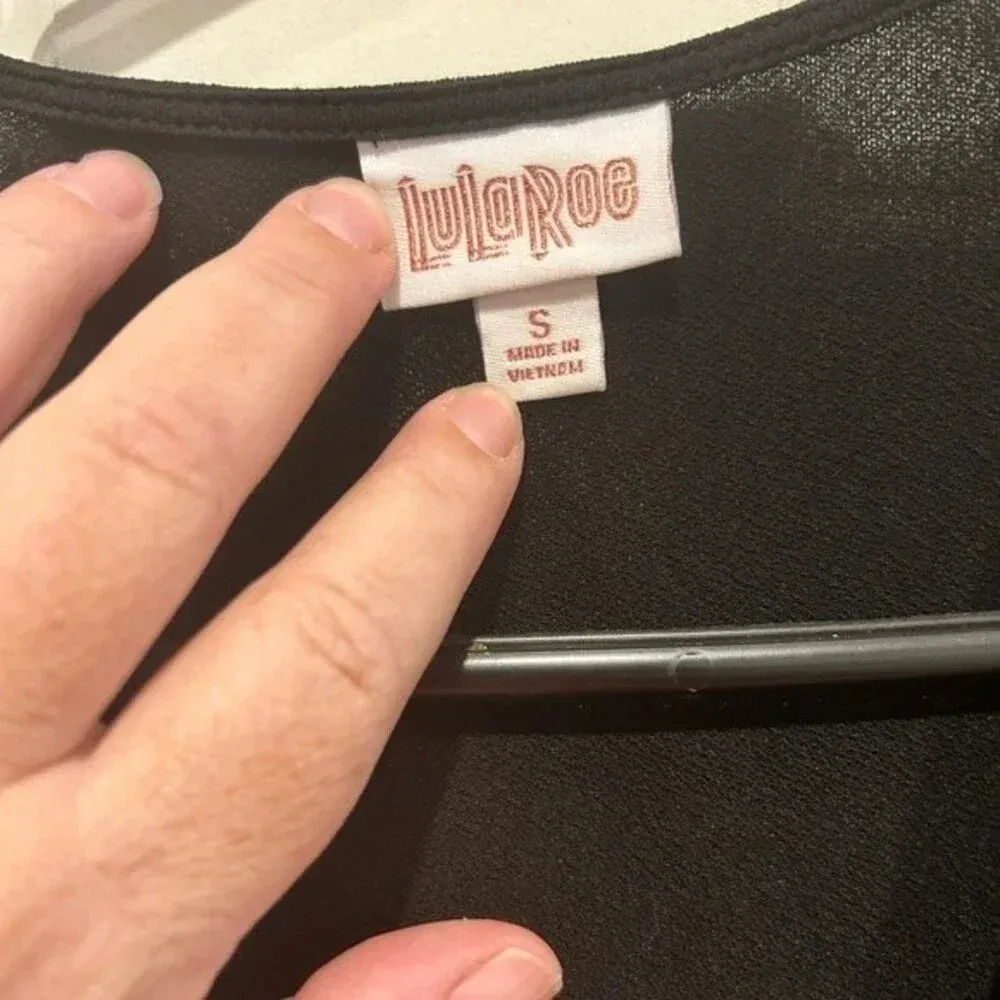 LuLaRoe Elegant Collection Deanne Black Gold Wrap Dress size Small‎ - Image 3