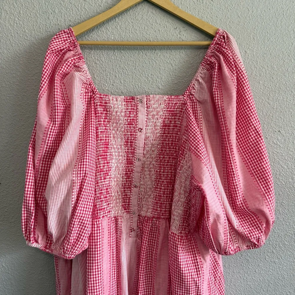 Ivy City Pink‎ Gingham Puff Sleeve Dress Size 3X NWT Pink - Image 4