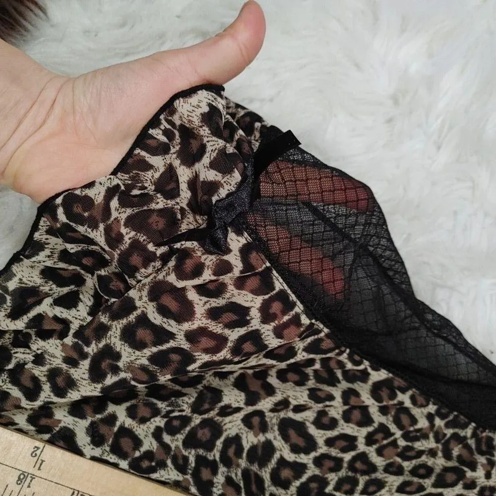 Rampage Intimates Size Large L Cheetah Print Lingerie Black Sexy Sheer Bra Bow - Image 9