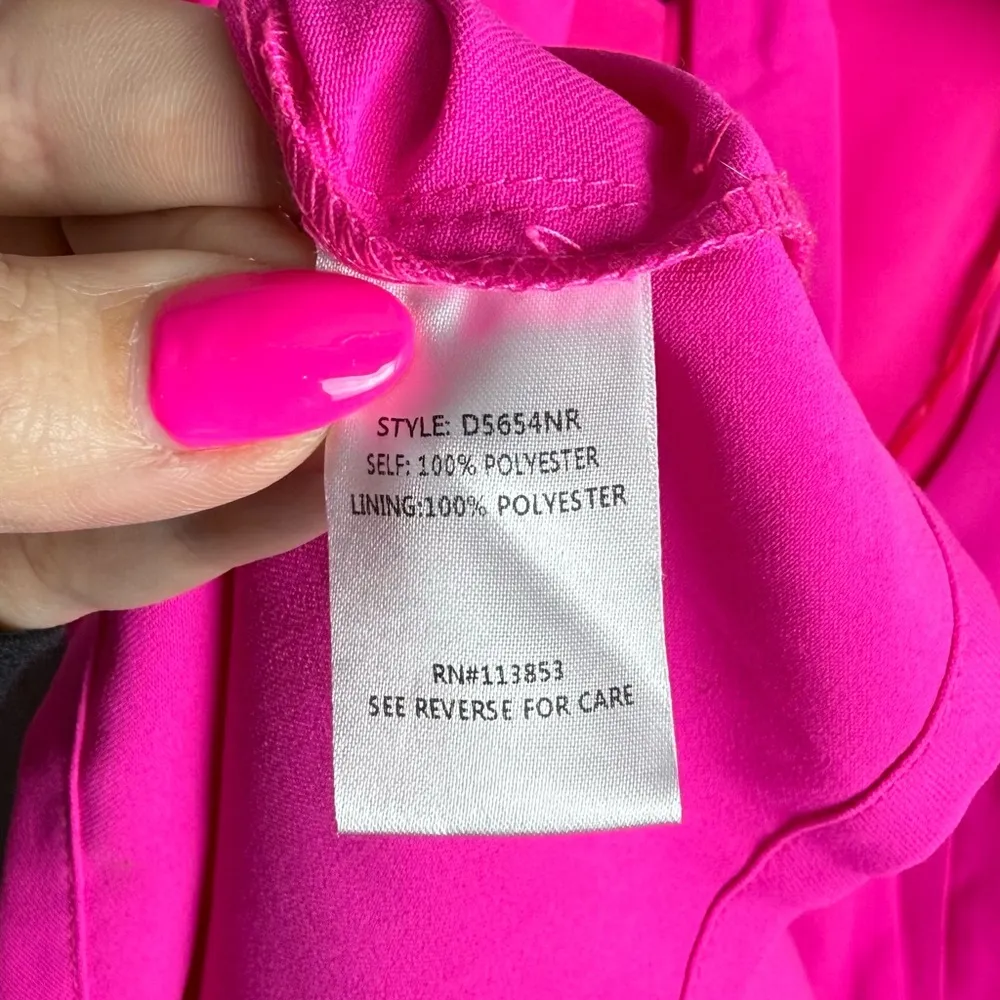 Sugarlips Hailee Ruffle Sleeve Mini Dress Neon-Pink Back Tie Detail size S - Image 7