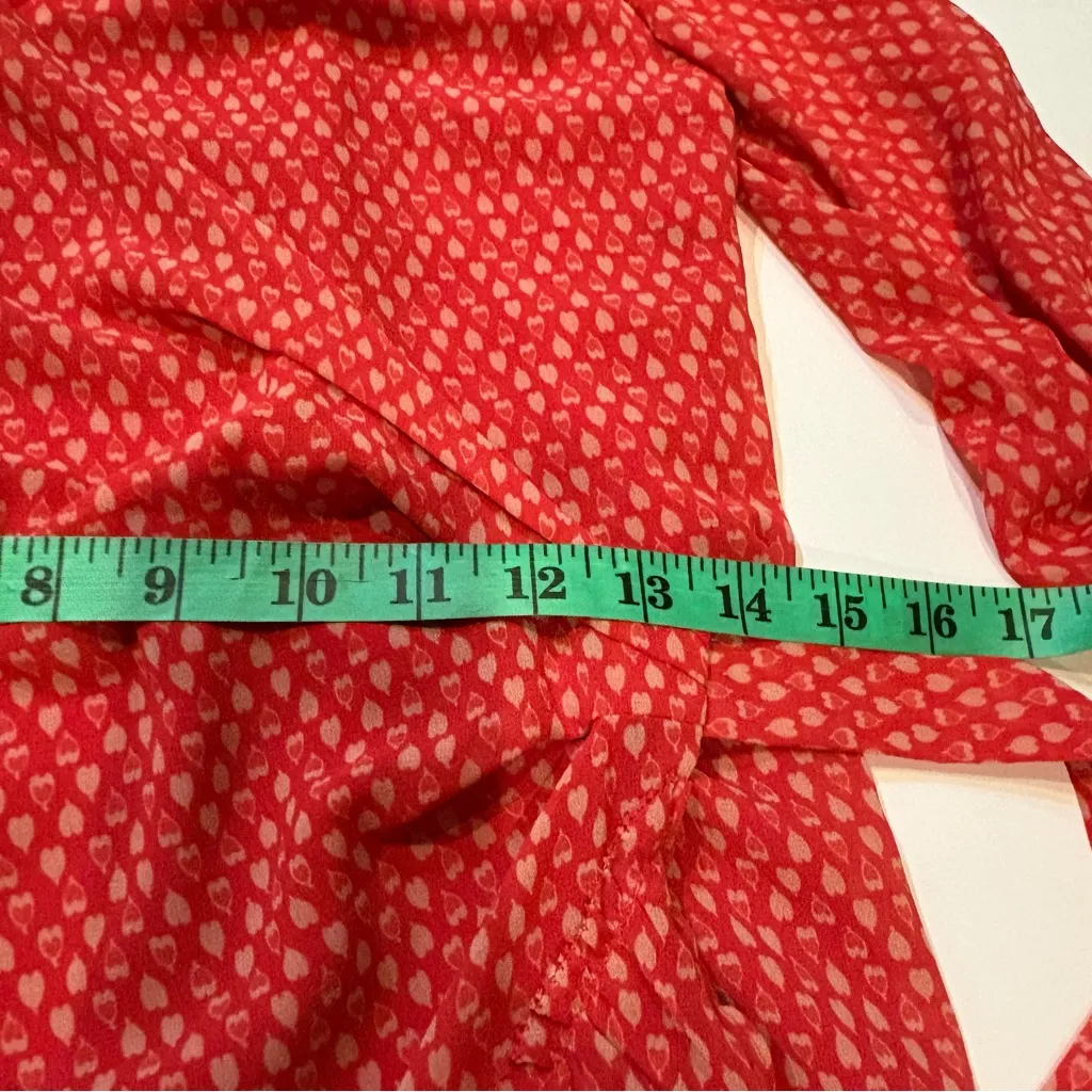 All Saints heart  Patterned ruffle wrap mini Long Sleeve  chiffon Dress S - Image 9