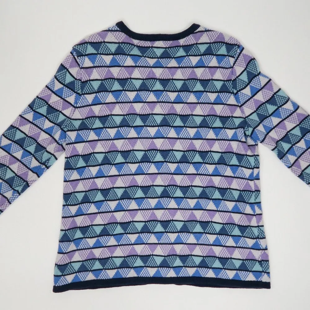 Vintage 90s The Tog Shop Geometric Blue & Purple Cardigan Sweater Size undefined - Image 5