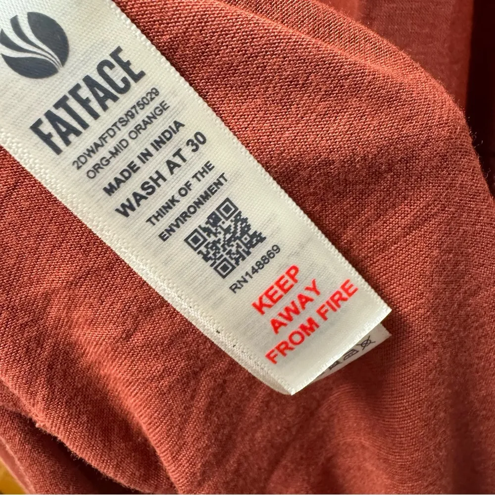 NEW FatFace Tie Neck Suki Jersey Short Sleeve Maxi Dress Mid Orange 8 NWT READ - Image 10