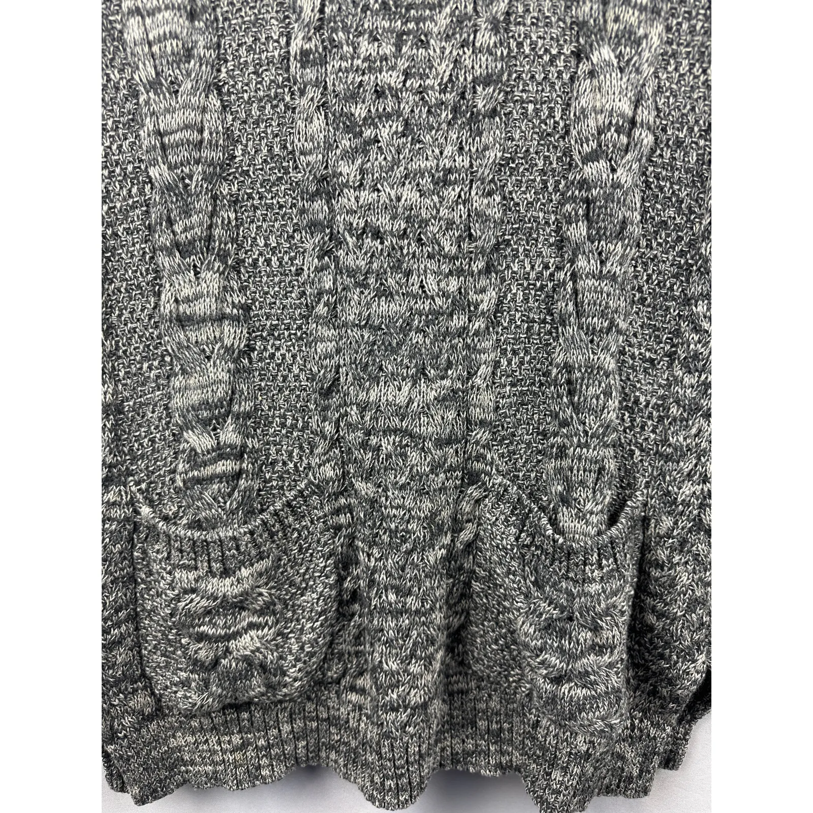 Women’s Jeanne Pierre Two-Toned Gray Cotton Knit Cowl Neck Sweater Size Small - Image 4