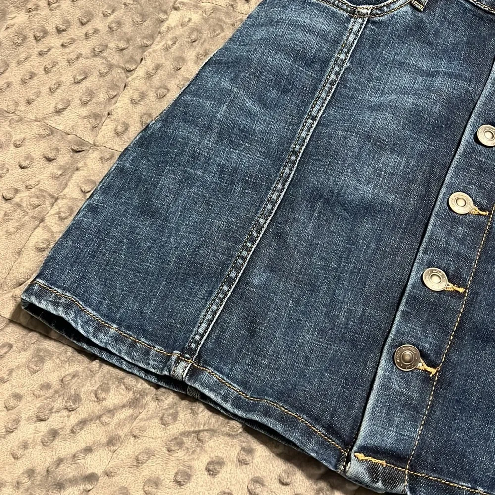 Aerie junior medium denim mini skirt button front elastic back band back pockets - Image 3