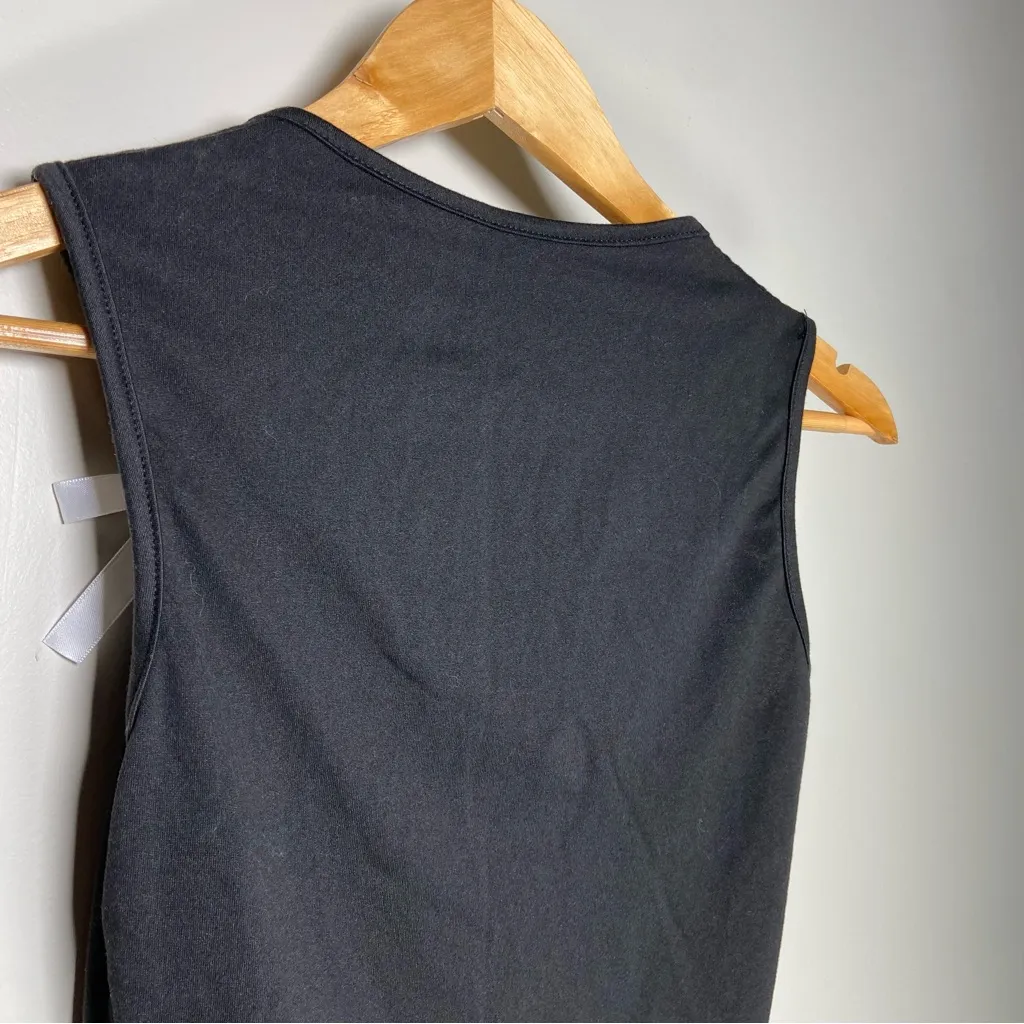 Black Tank Top White Bows Scoop Neck Chic Holiday Scandi Feminine Y2K Coquette S - Image 5