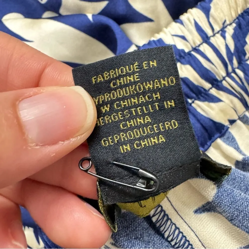 House Of Harlow Royal Blue & Cream Satin Wide Leg Pants Womens M Beachy Resort - Image 10