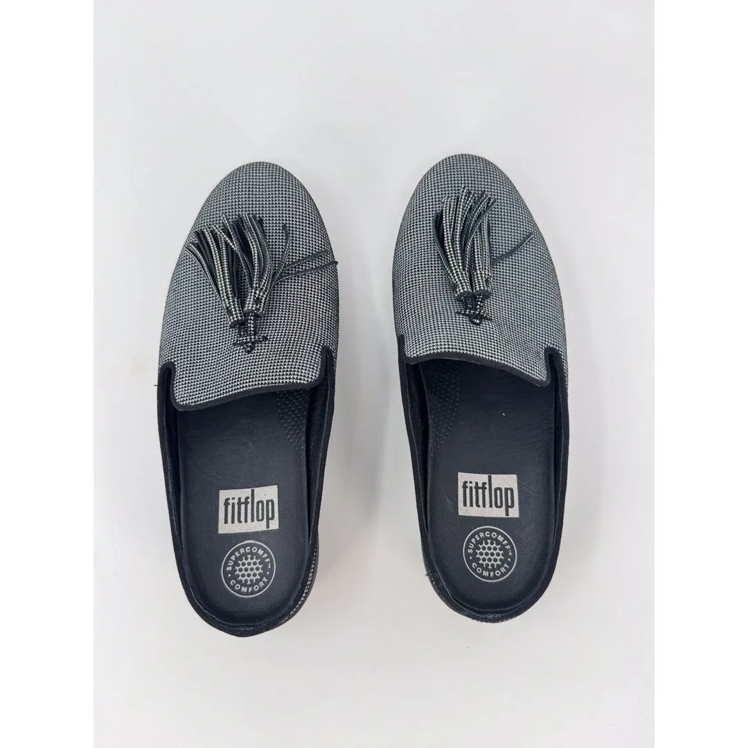 FitFlop Womens Mules Gray Houndstooth Slip On Super Comfort Slip On Flats US 6 - Image 8