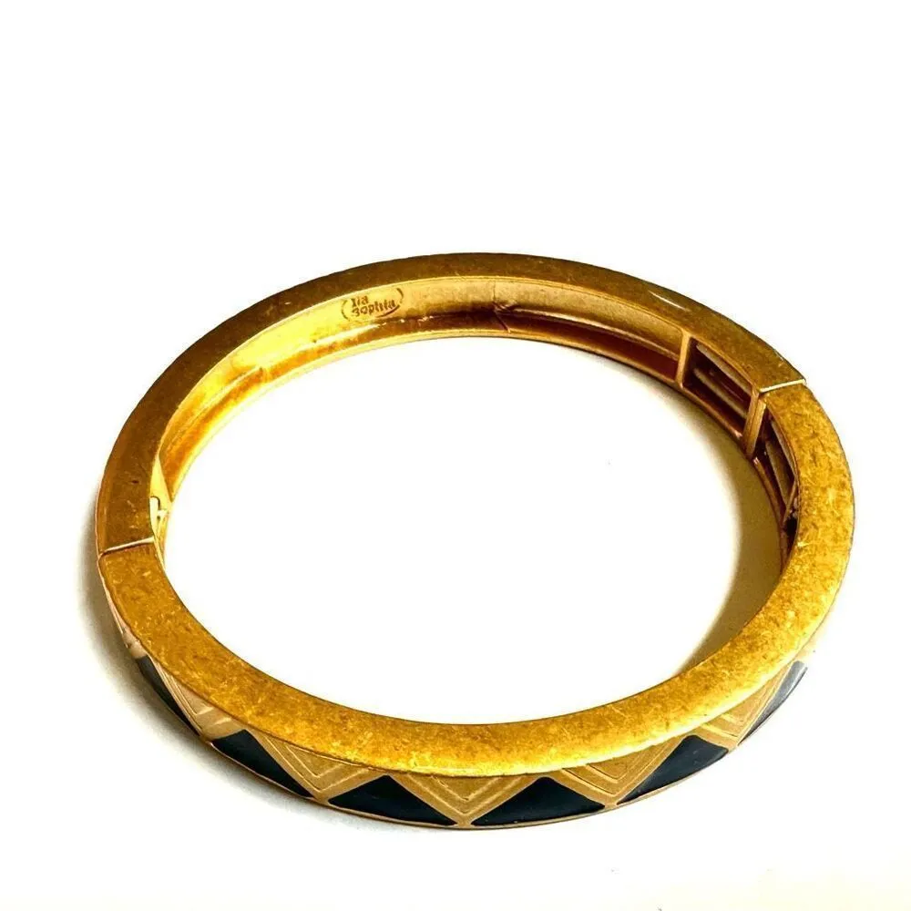 Lia Sophia "On Point" Gold Tone & Midnight Blue Stretch Bangle Bracelet - Image 6