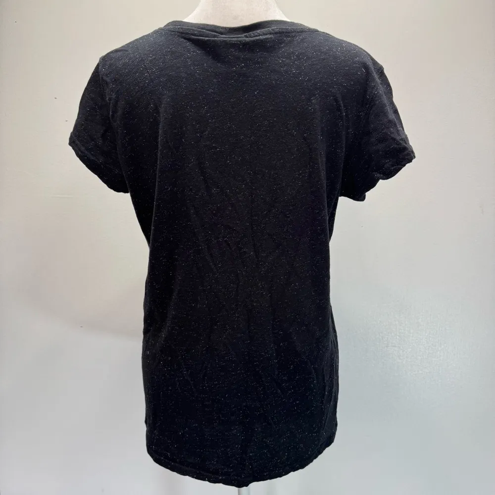 j. america Black Sparkly Slim Fit Tee Lucky Glitter Shamrock Clover & Horseshoe - Image 5