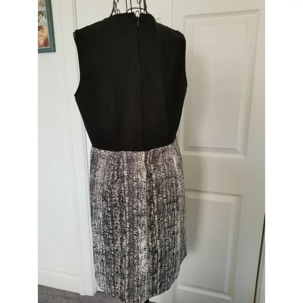 LOFT Petite Sleeveless Scoop Neck Black Top Gray Multi Color Tweed Skirt 12P - Image 3