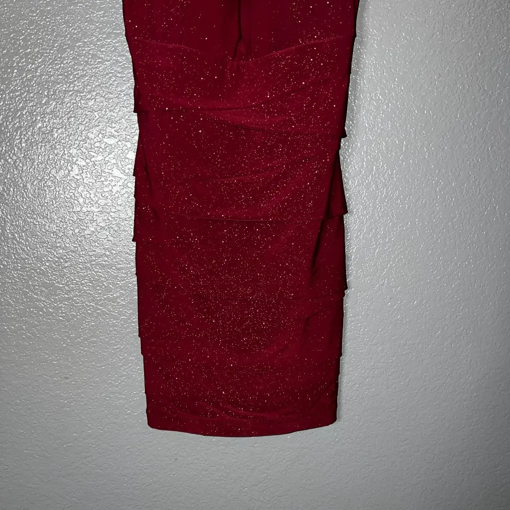 Emerald Sundae Burgundy Glitter Bodycon Dress Large Cocktail Party Dress - Image 8