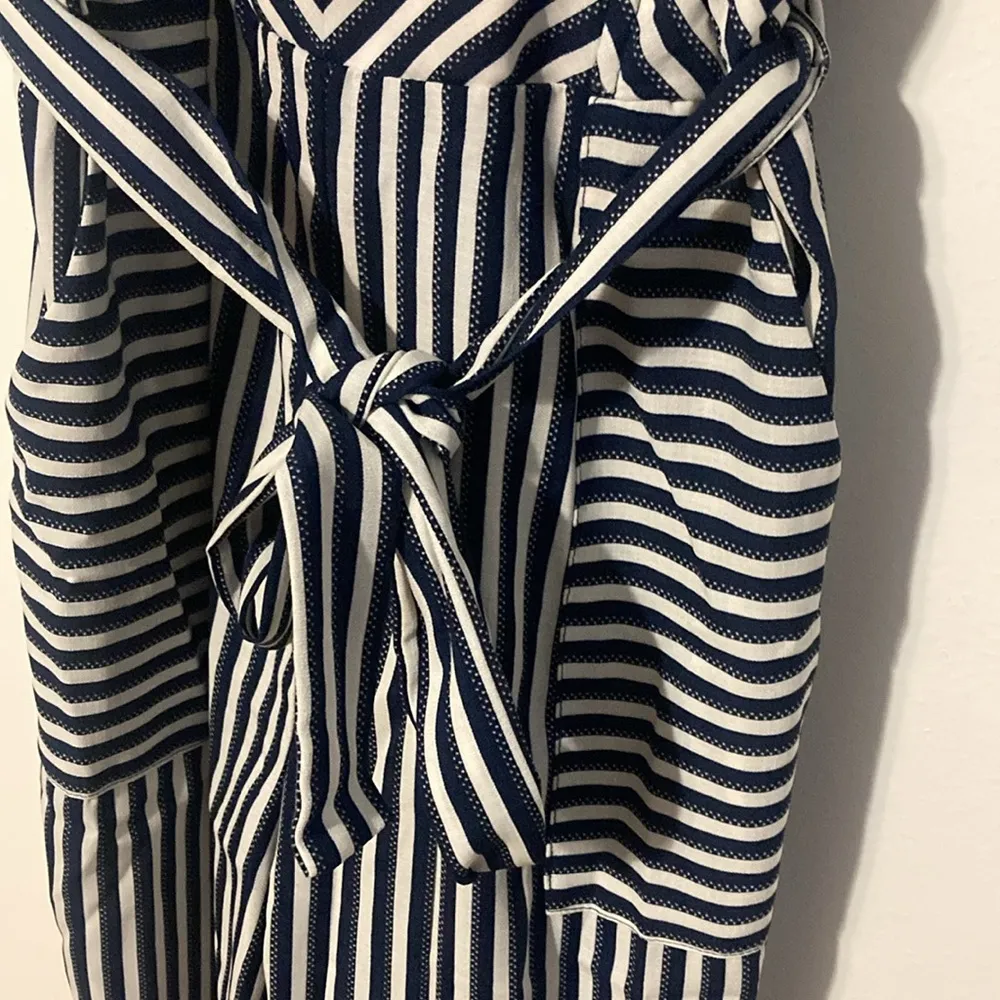 Monteau Blue/White Striped Jumpsuit Size Medium NWT - Image 2