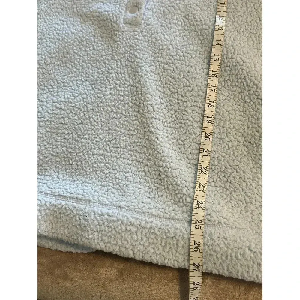 Aerie Sherpa Pullover Size Medium Fleece Pale Blue Warm Mock Neck - Image 5
