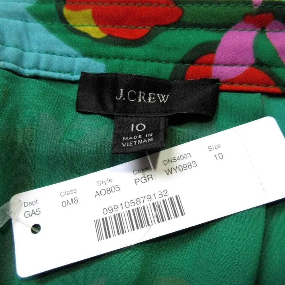 NWT J.Crew Pleated A-Line Midi in Purple Green Confetti Floral Print Skirt 10 - Image 4