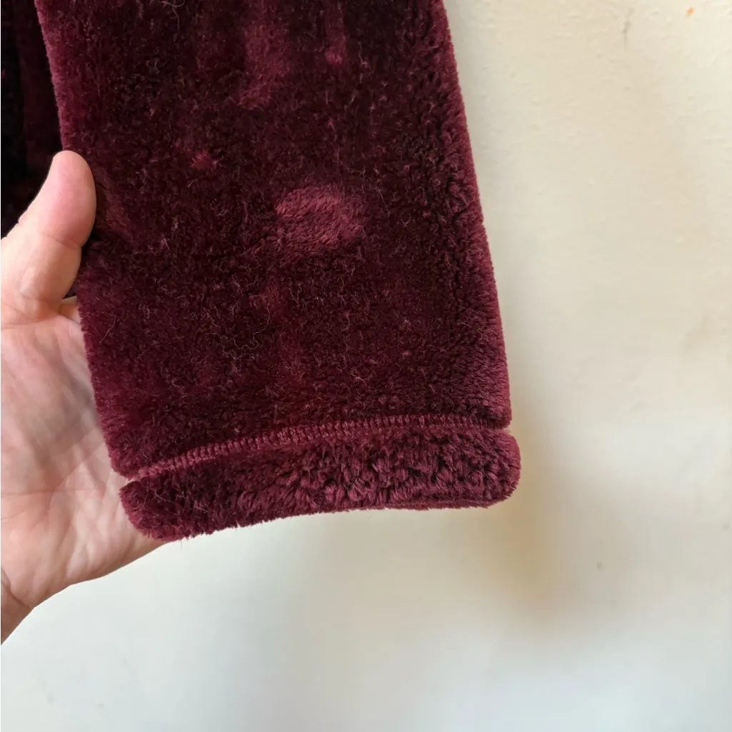 32 Heat Faux Fur Jacket Burgundy Plush Zip Up Size Small - Image 3