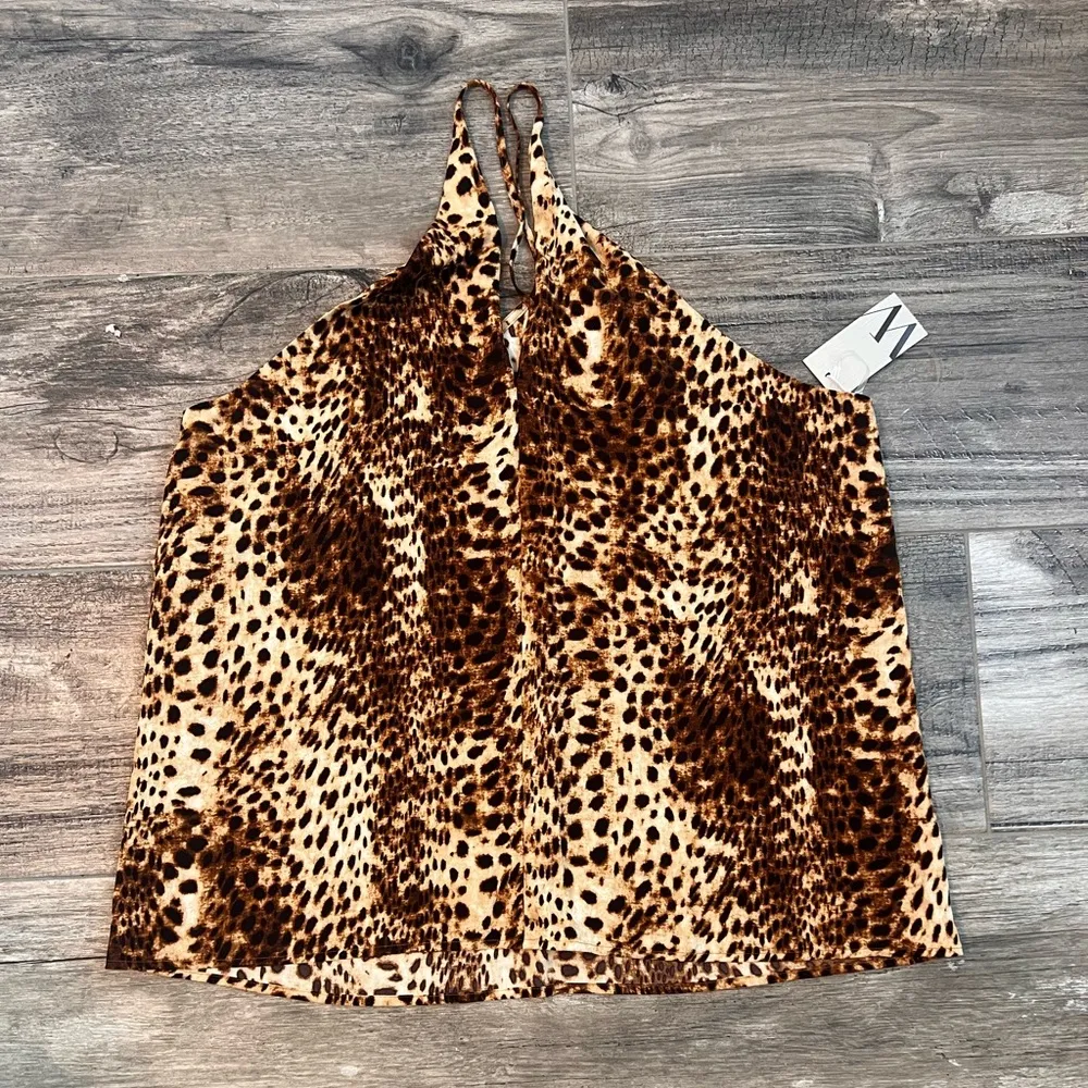 Worthington LEOPARD Camisole Spaghetti strap Top Womens Lace Vneck XL NWT #37 - Image 2