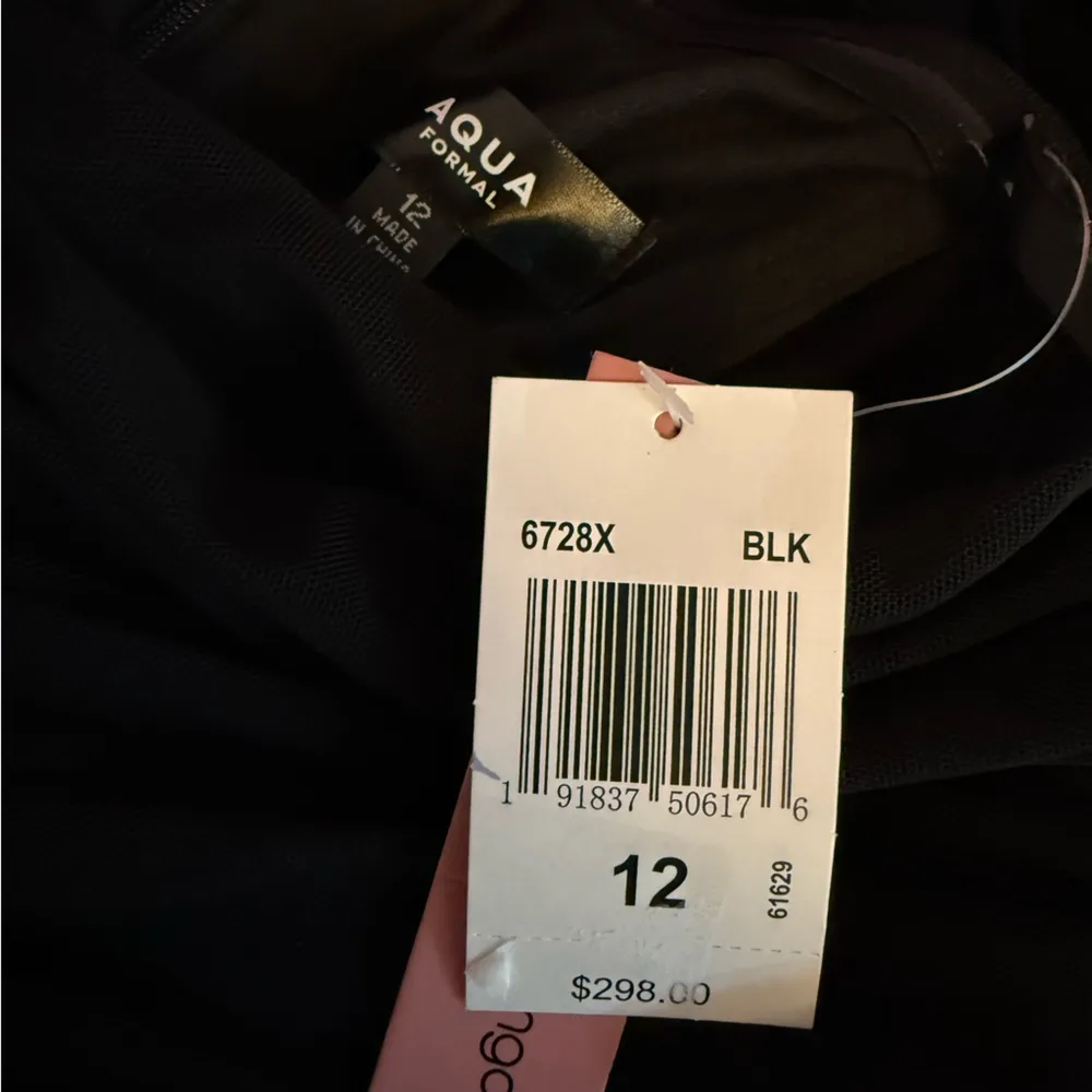 AQUA FORMAL Pleated Strapless Drop Waist Long Dress Black Women’s Sz 12 - Image 7