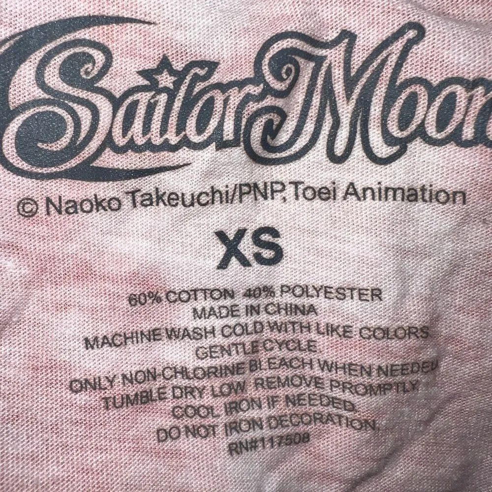 Sailor Moon cute pink and white tie dye look tee! Size XS - Image 6