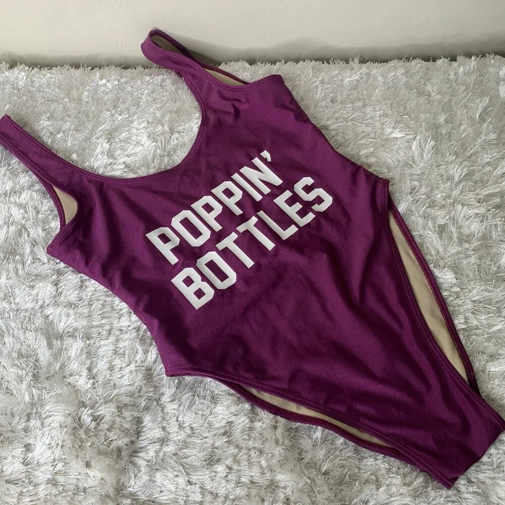 Private Party One Piece Swim Suit Poppin' Bottles Sz M/L - Image 2