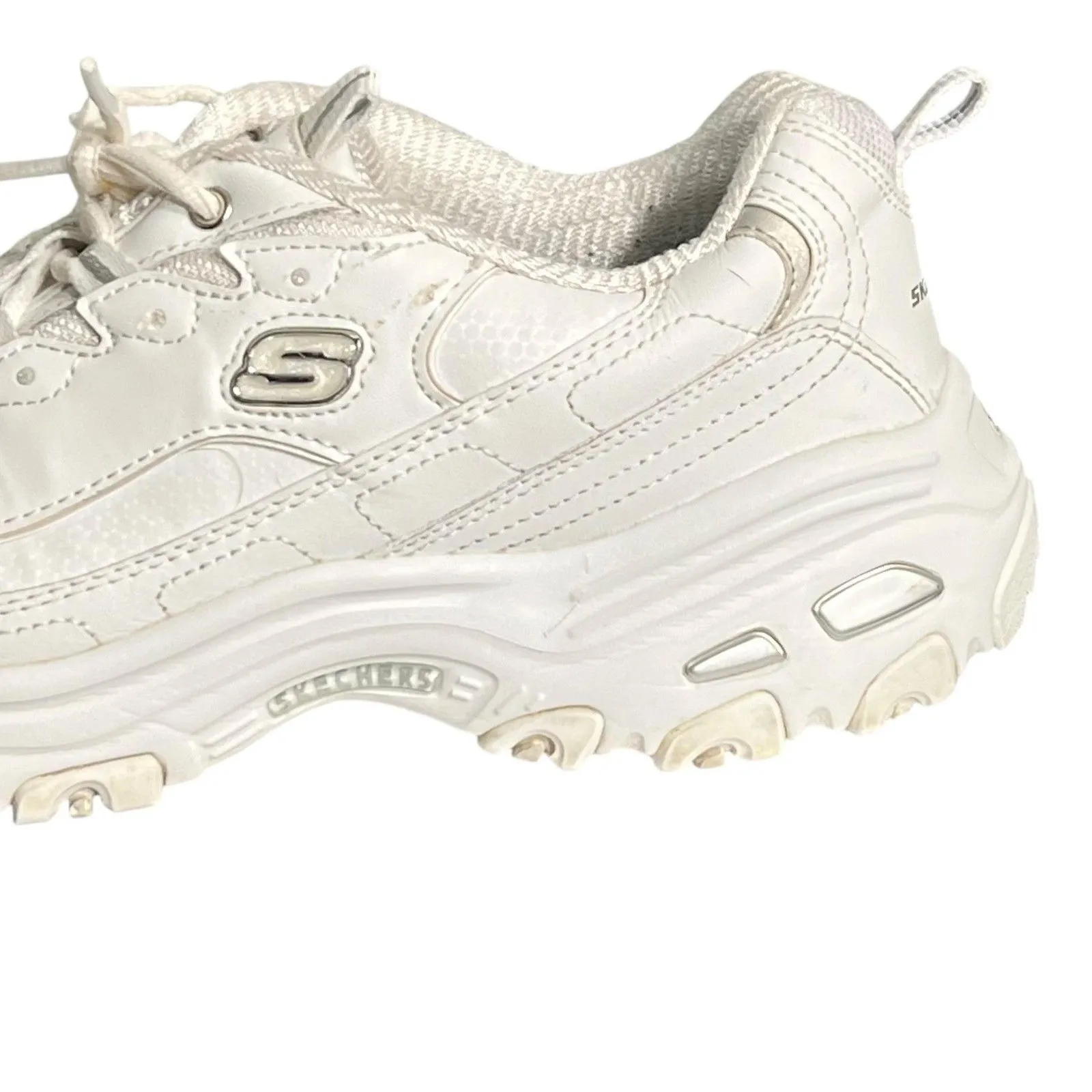 Skechers D'Lites Shoes Sneakers Womens Size 10 W White Leather Memory Foam - Image 10