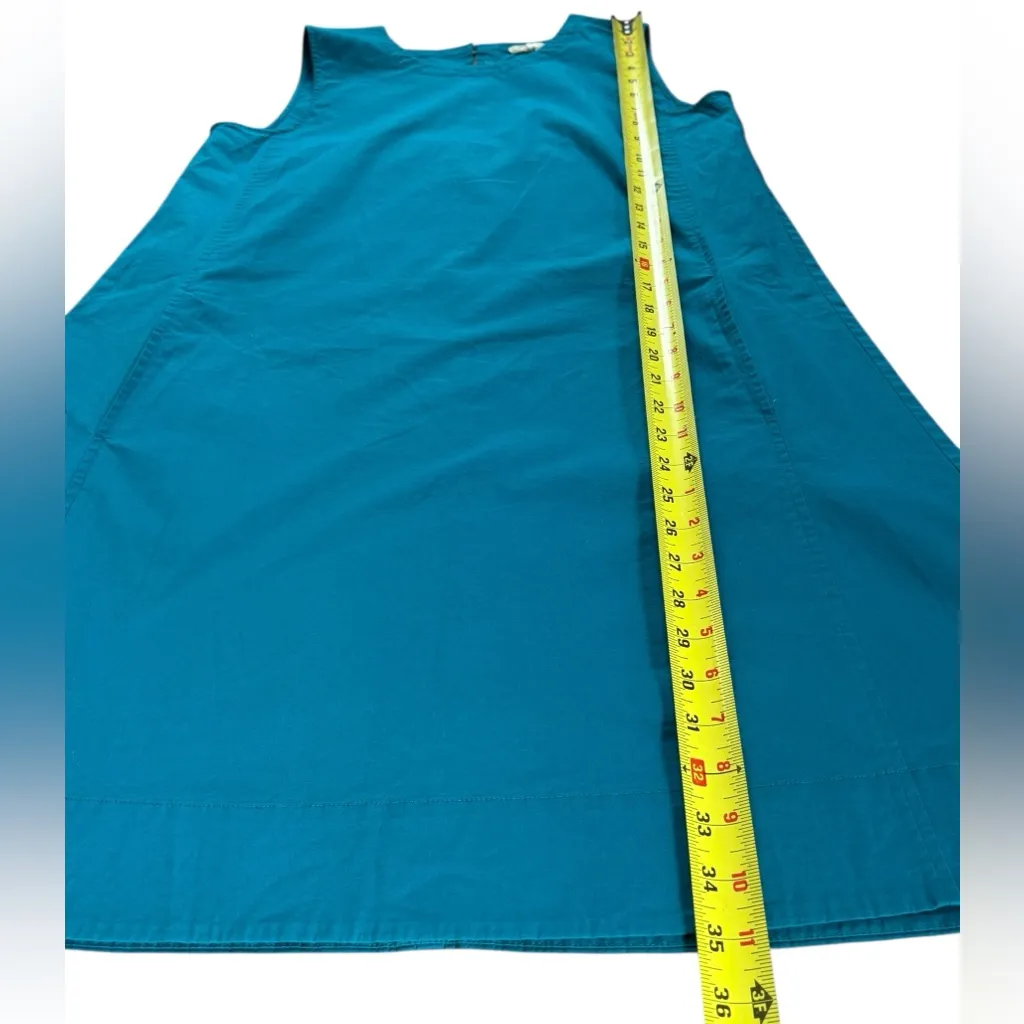Eileen Fisher Sleeveless Organic Stretch Cotton Dress In Jasper Teal Womens XS - Image 8
