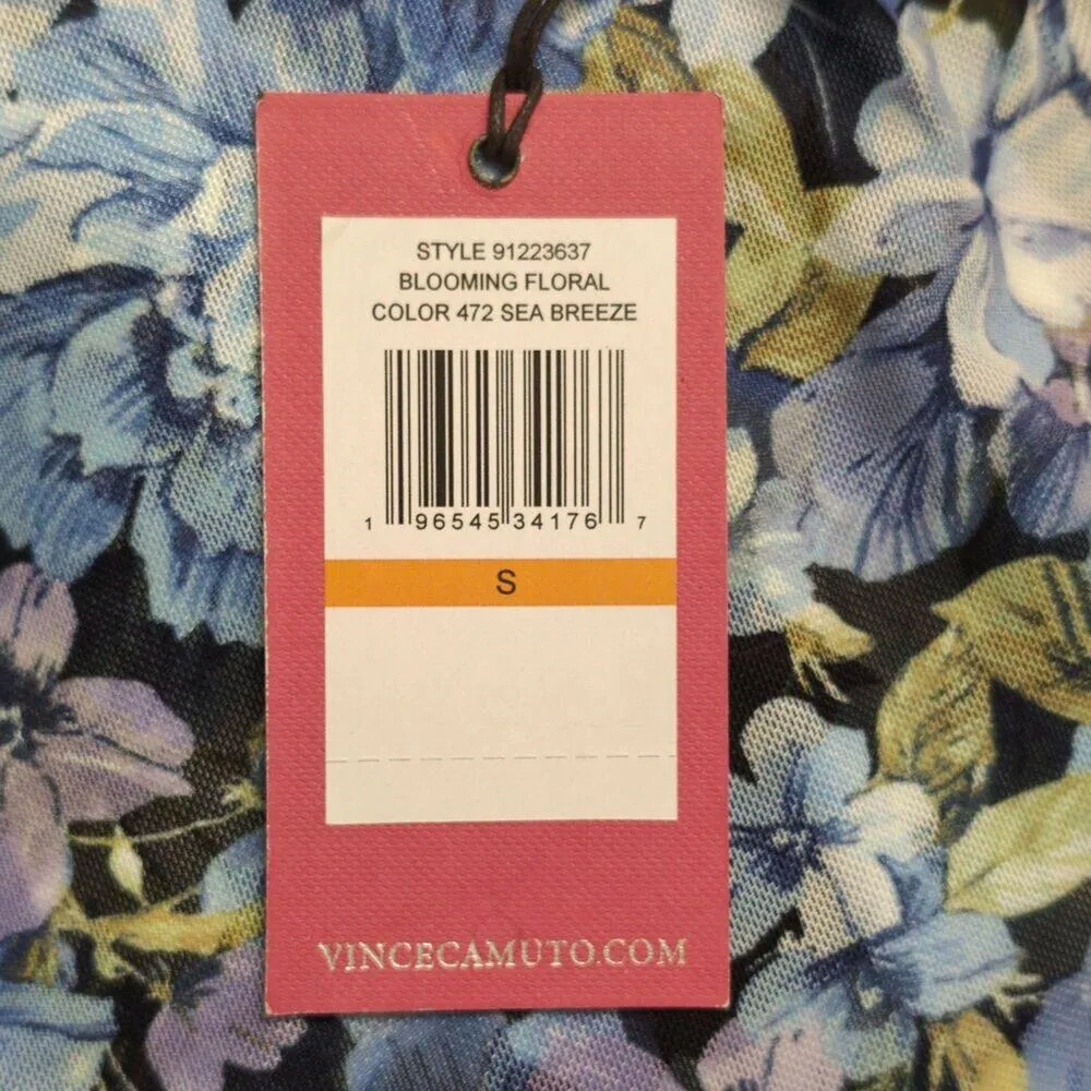 NWT Vince Camuto Sea Breeze Floral Ruffled Collar Tie Neck Blouse Size XS - Image 9
