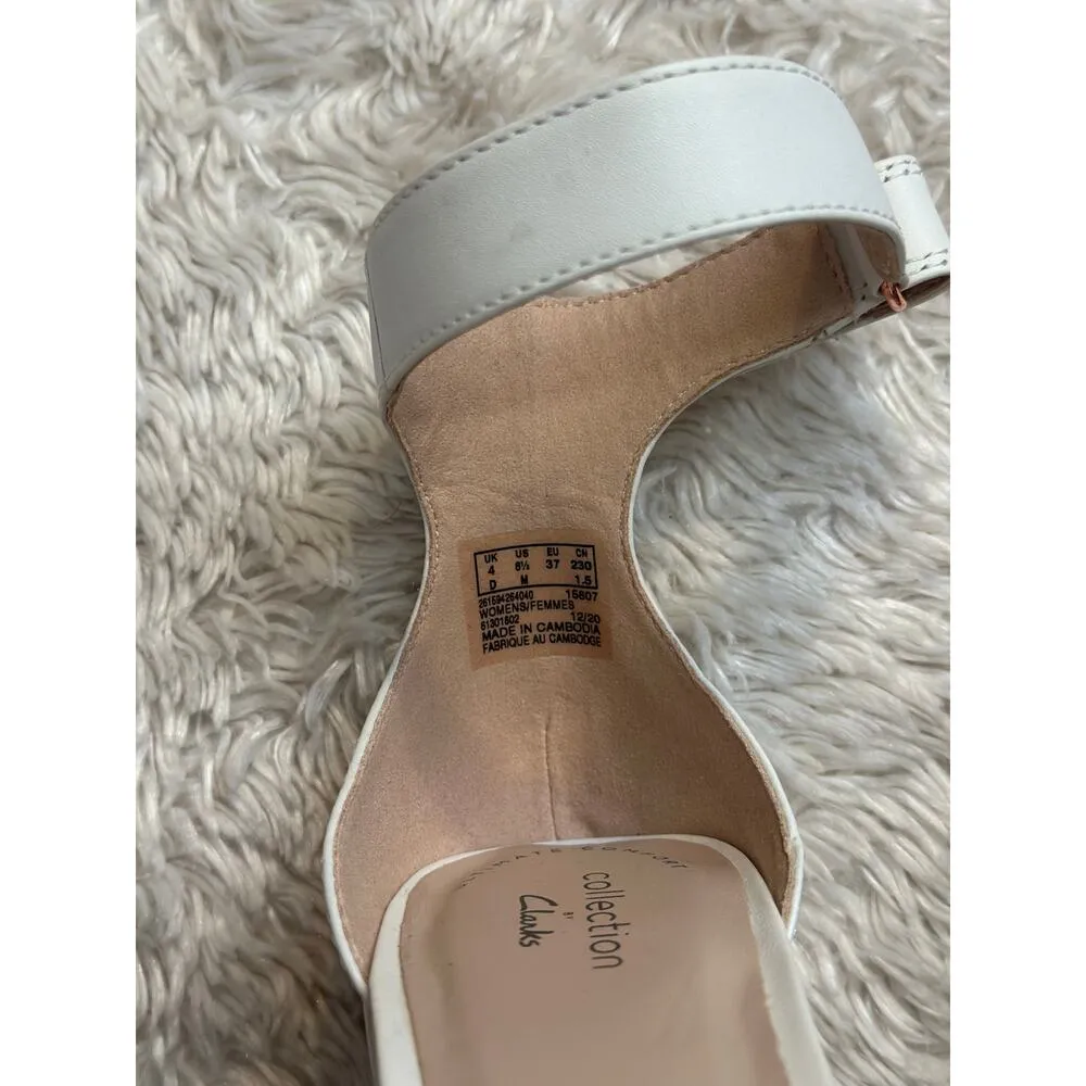 Clarks Caroleigh Anya Heeled Sandals Size 6.5 Brown White Snakeskin Print Ankle - Image 6