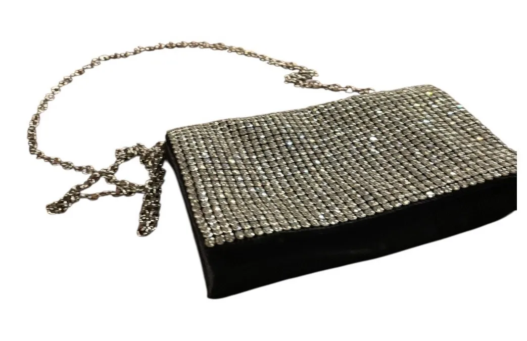 Amber Sceats Black Stain & Silver Rhinestone Clutch Crossbody - Image 1
