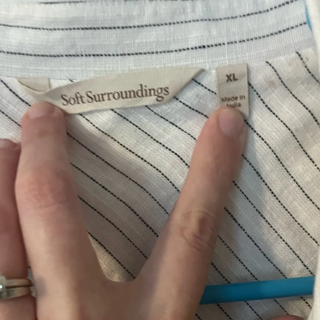 Soft Surroundings Striped Cotton Flax Shirt Jacket Lightweight Longsleeved XL - Image 4