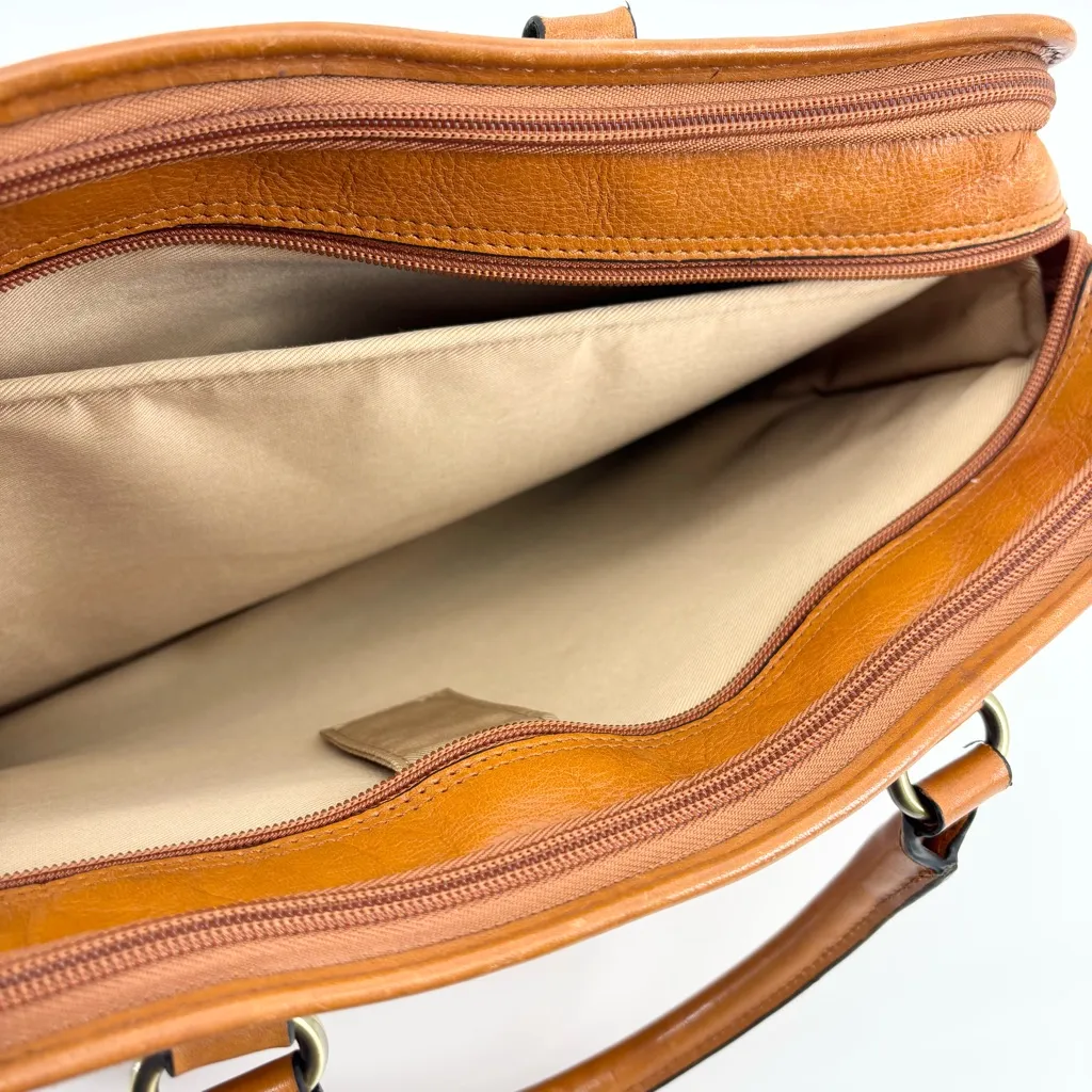 Banuce Full Grain Italian Leather Briefcase Laptop Bag Business Work Tan - Image 13