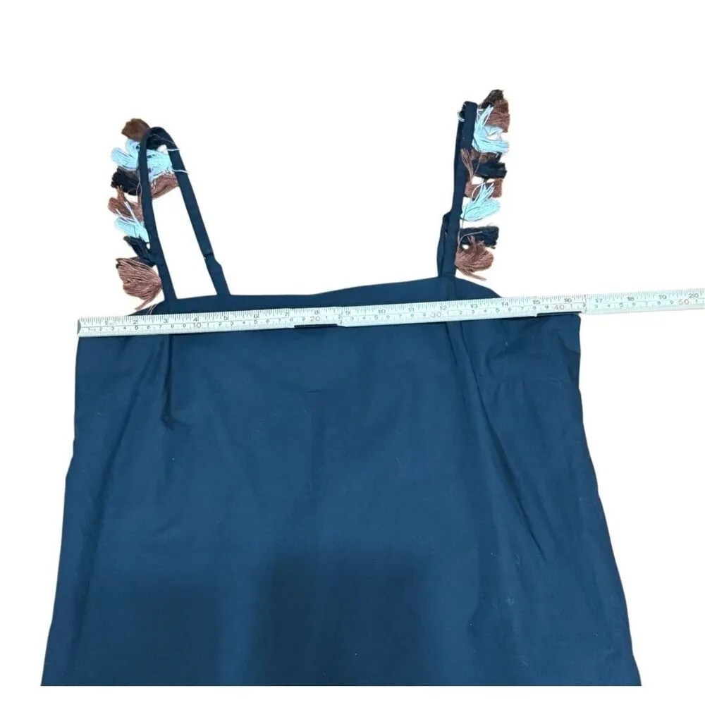 By Anthropologie The Hartley Shift Mini Dress in Black Tassels Boho Style Sz S - Image 6