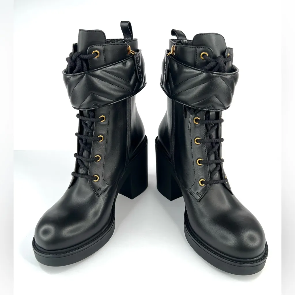 GUCCI Flores Double G Logo Lace Up Kensington Platform Ankle Boots Size EU 41 - Image 5