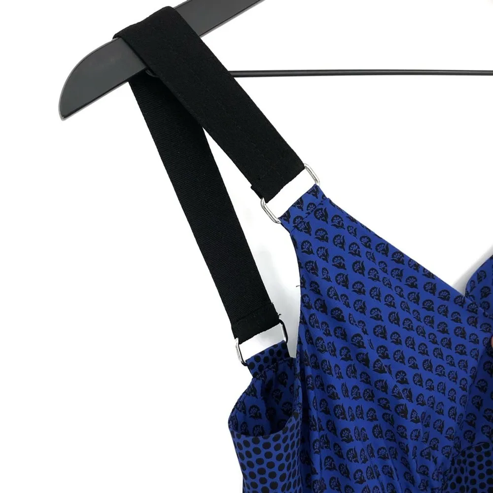 PROENZA SCHOULER Cami Long Floral Block Print Crepe De Chine Silk Dress Blue 2 - Image 4