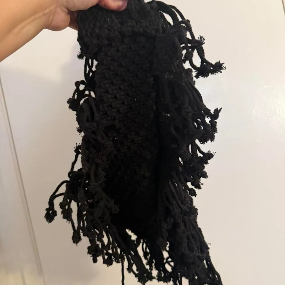 Volcom Black Macrame Fringe Tote Bag Beach Festival Boho - Image 6