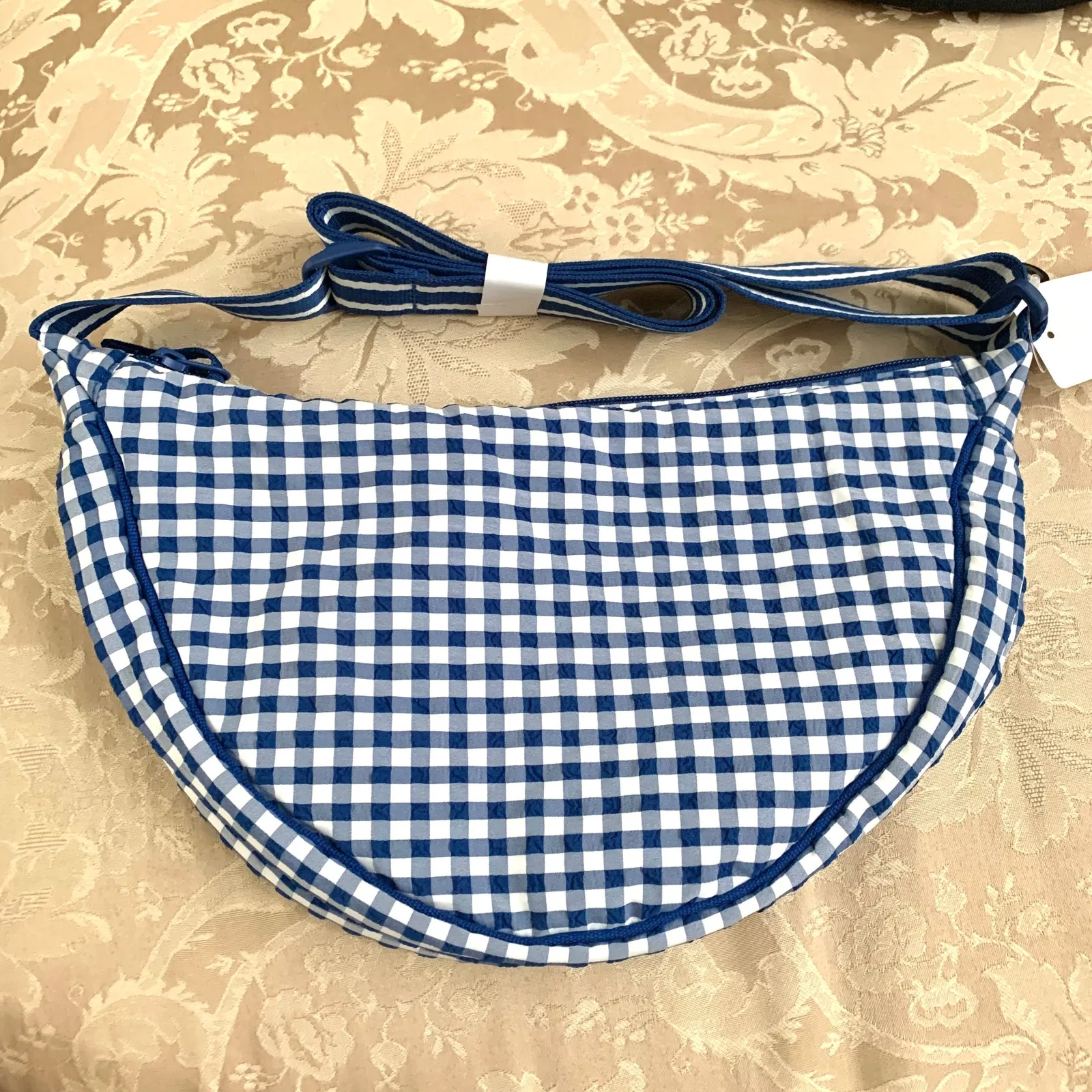 LAST ONE - Uniqlo Round Mini Shoulder Bag | Gingham Blue - Image 6