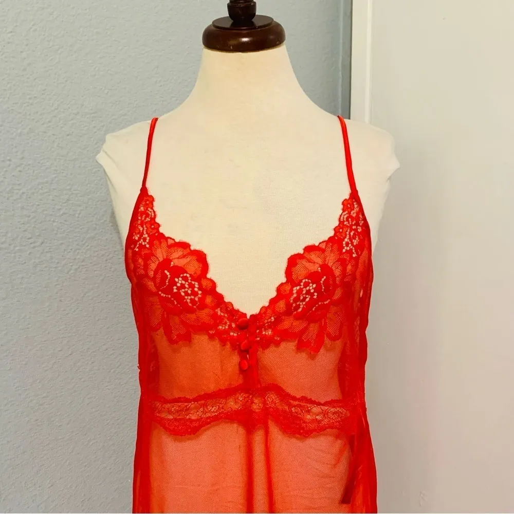 Zara New Women Red Sexy Lingerie Short Dress with Lace Size Medium - Image 7