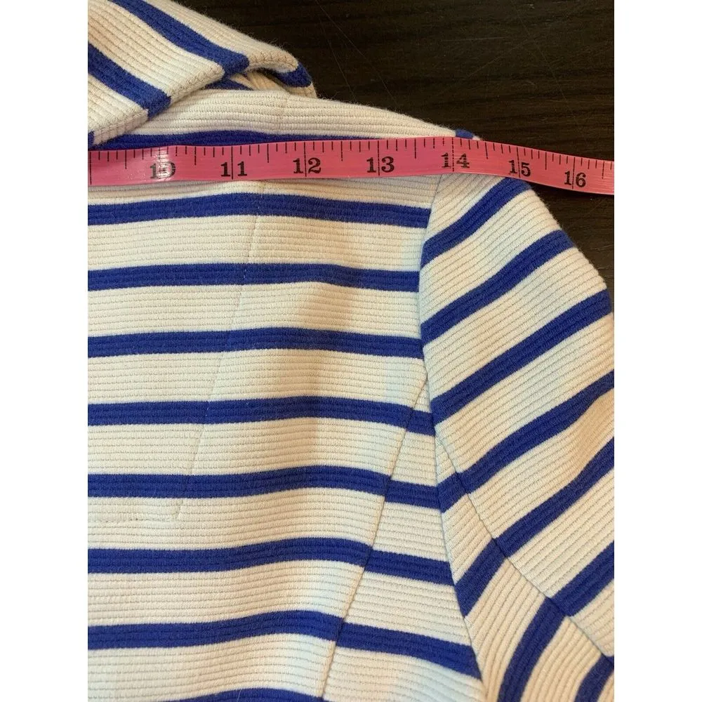 Hatley Nautical Striped Jacket Blazer Womens Small Stretch Preppy Country‎ Club Blue - Image 14