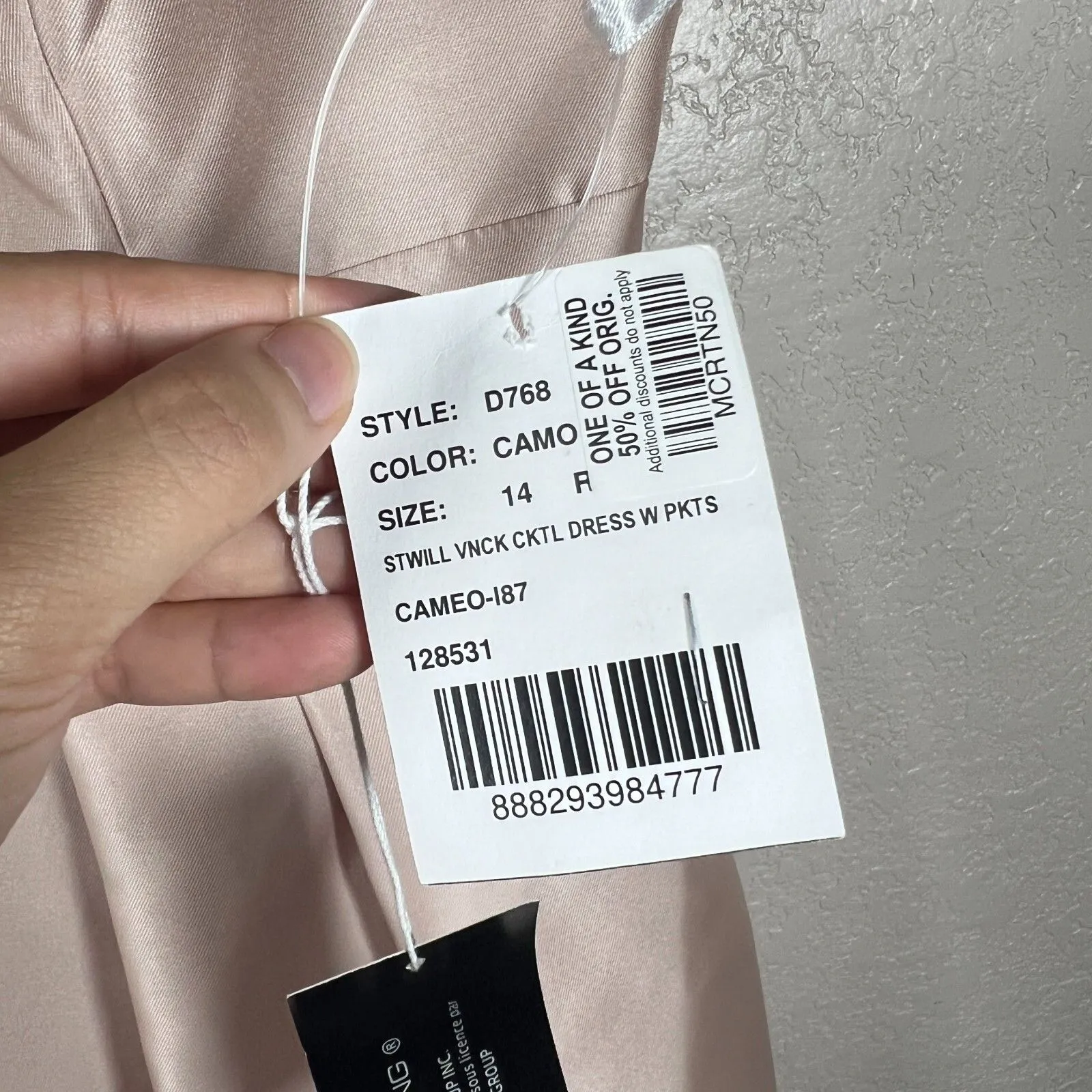 Alfred Sung Cocktail Dress 14 Blush Pink Satin Fit Flare V-neck Bridesmaid - Image 11