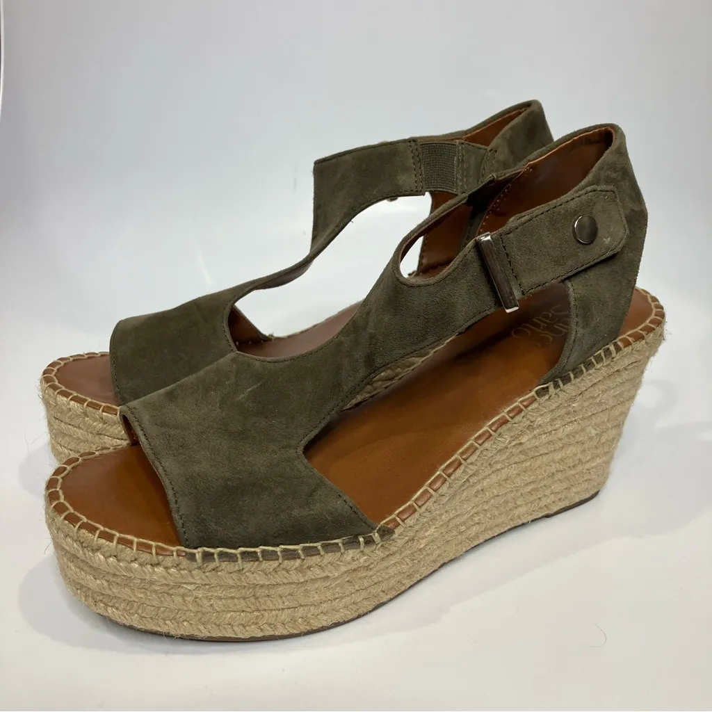 Franco Sarto treasure 2 wedge espadrilles olive‎ green suede womens size 9.5 - Image 2