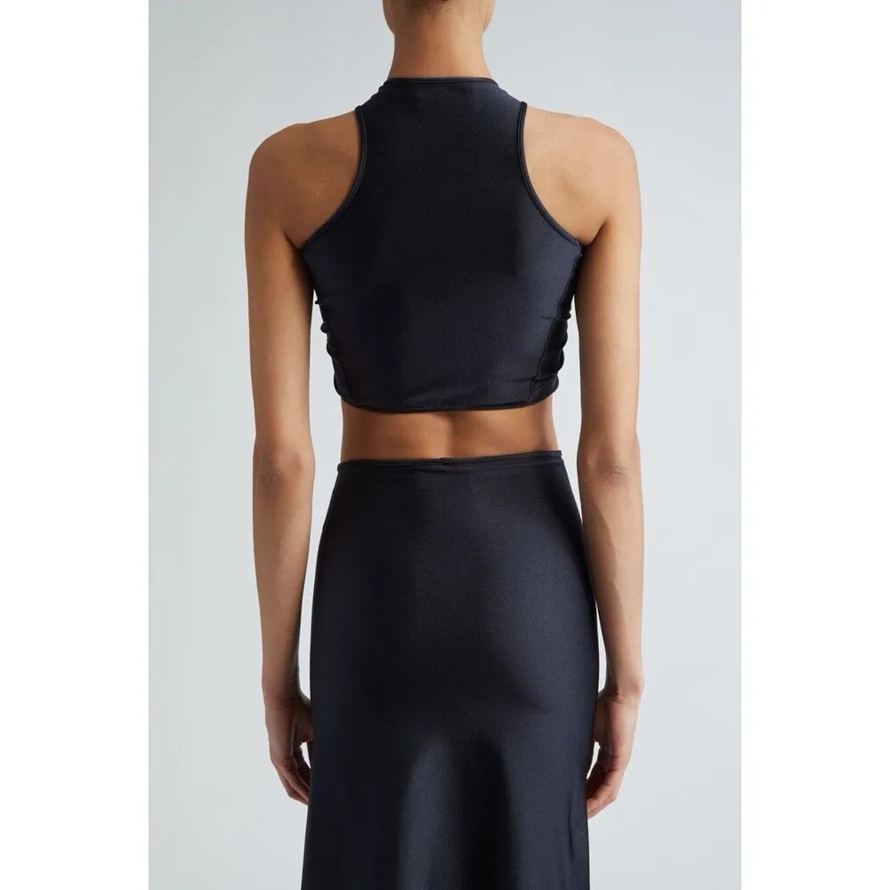 Coperni Rosette Racerback Stretch Jersey Crop Top Black Size XS Sleek Minimal - Image 5