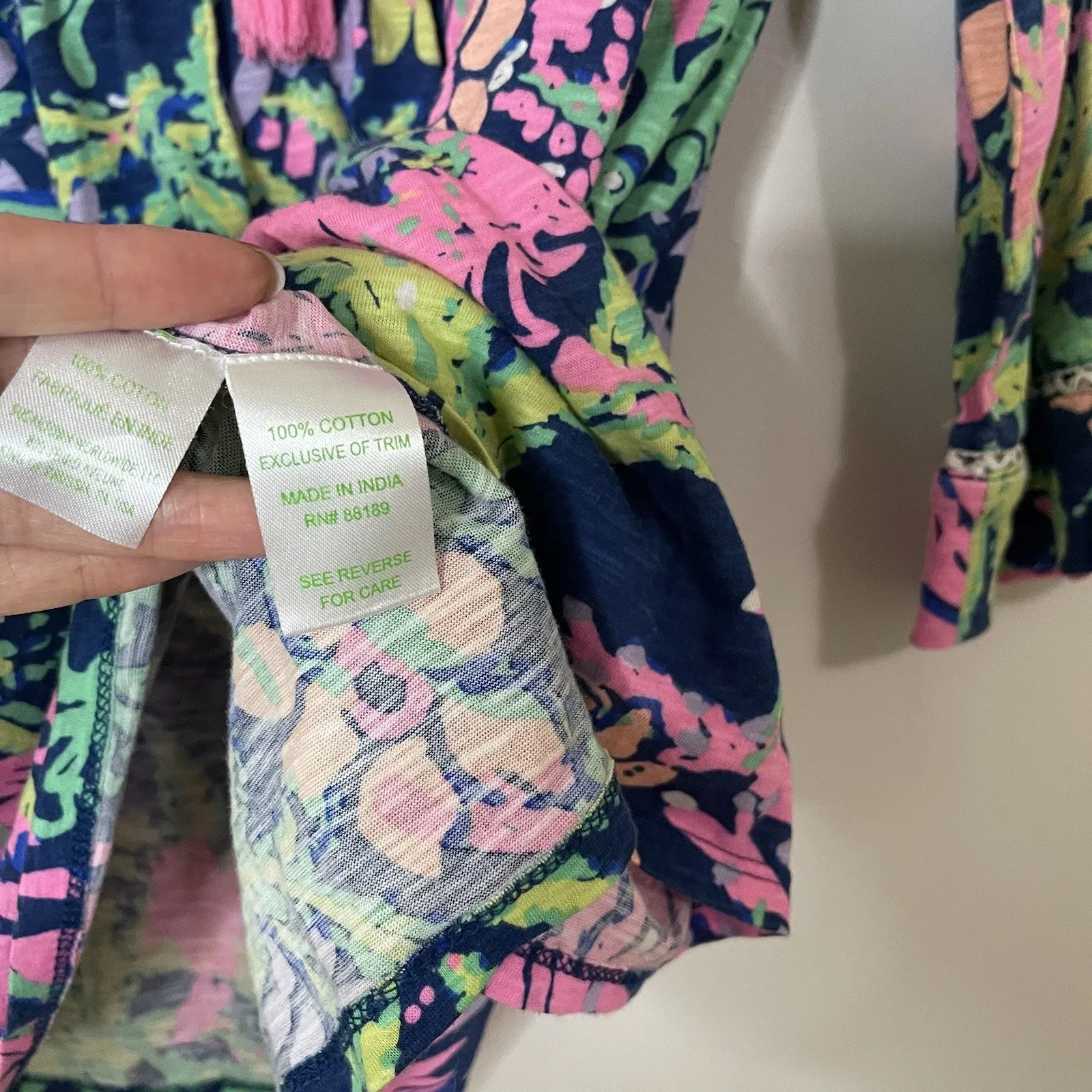 Lilly Pulitzer Tilda Tunic in Indigo All A Glow Neon floral Top Shirt Large - Image 5