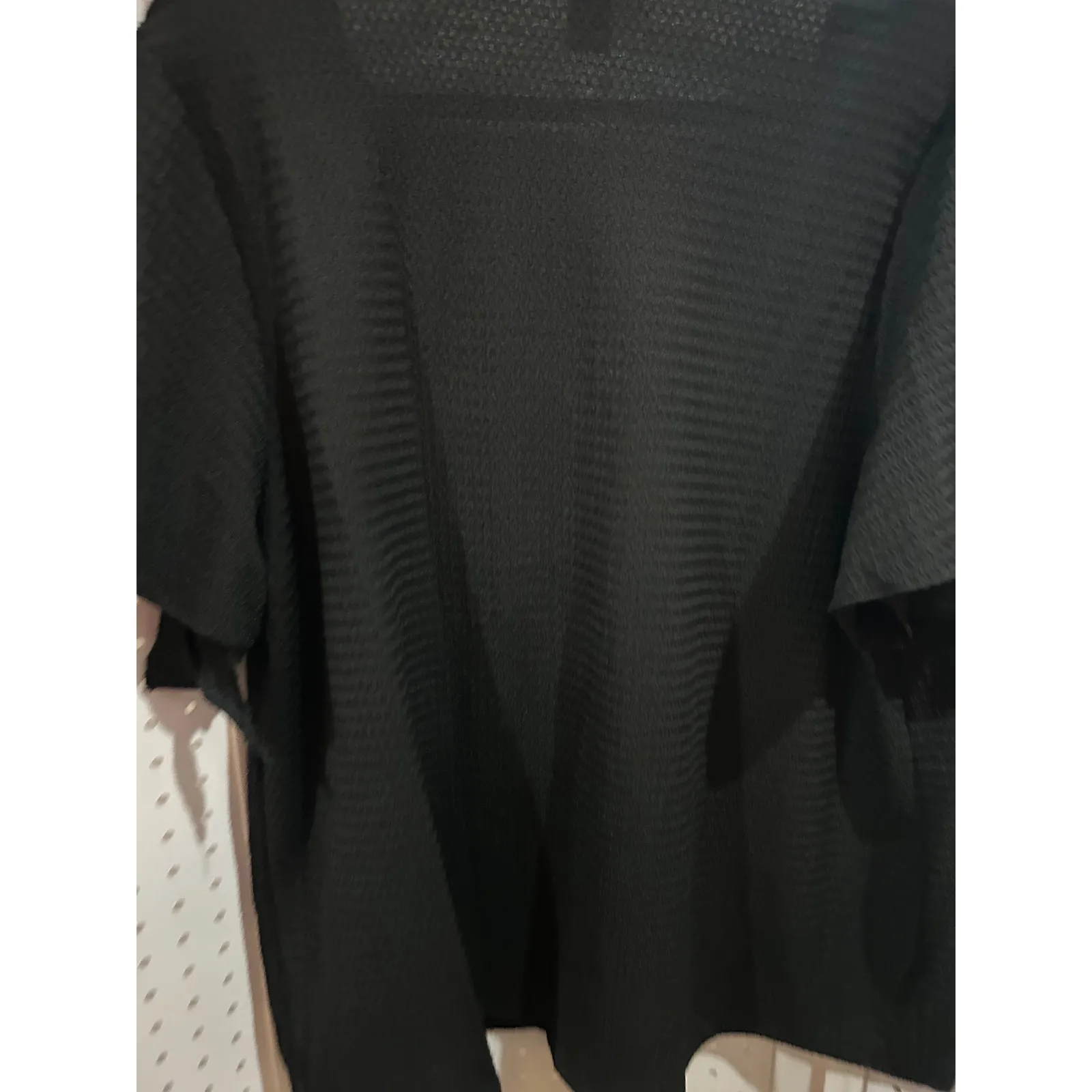 SHEIN Curve Black Textured V Neck Zipper Sleeve Tie Top Plus Size 1XL - Image 6