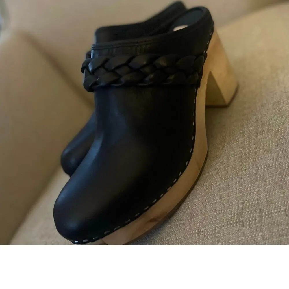 Dolce Vita Hila Braided Heel Saddle Leather Black Mule Clog, S84 - Image 10