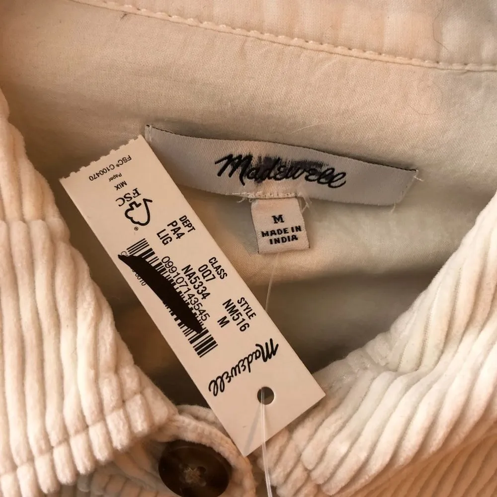 Madewell Womens Corduroy Mini Shirtdress Pockets Lighthouse Ivory S - Image 6