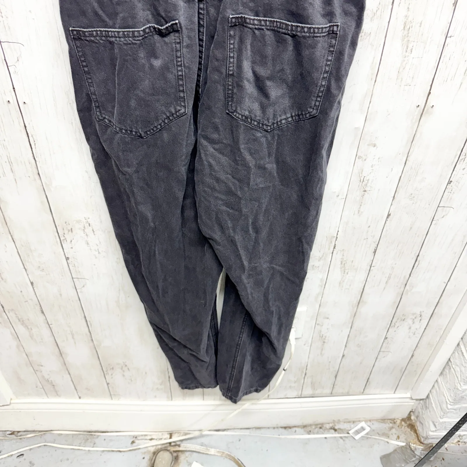 91 Cotton On Jumpsuit Women Size 6 Black Washed Denim Collared Sleeveless Button - Image 3