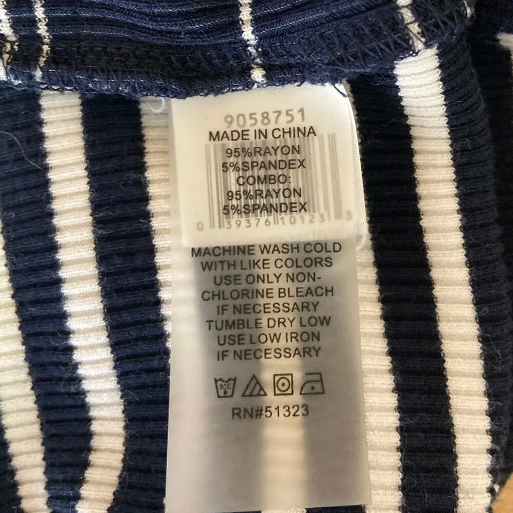 Vince Camuto Blue Stripe Short Sleeve Rib Knit Mini T-Shirt Sweater Dress XL - Image 6