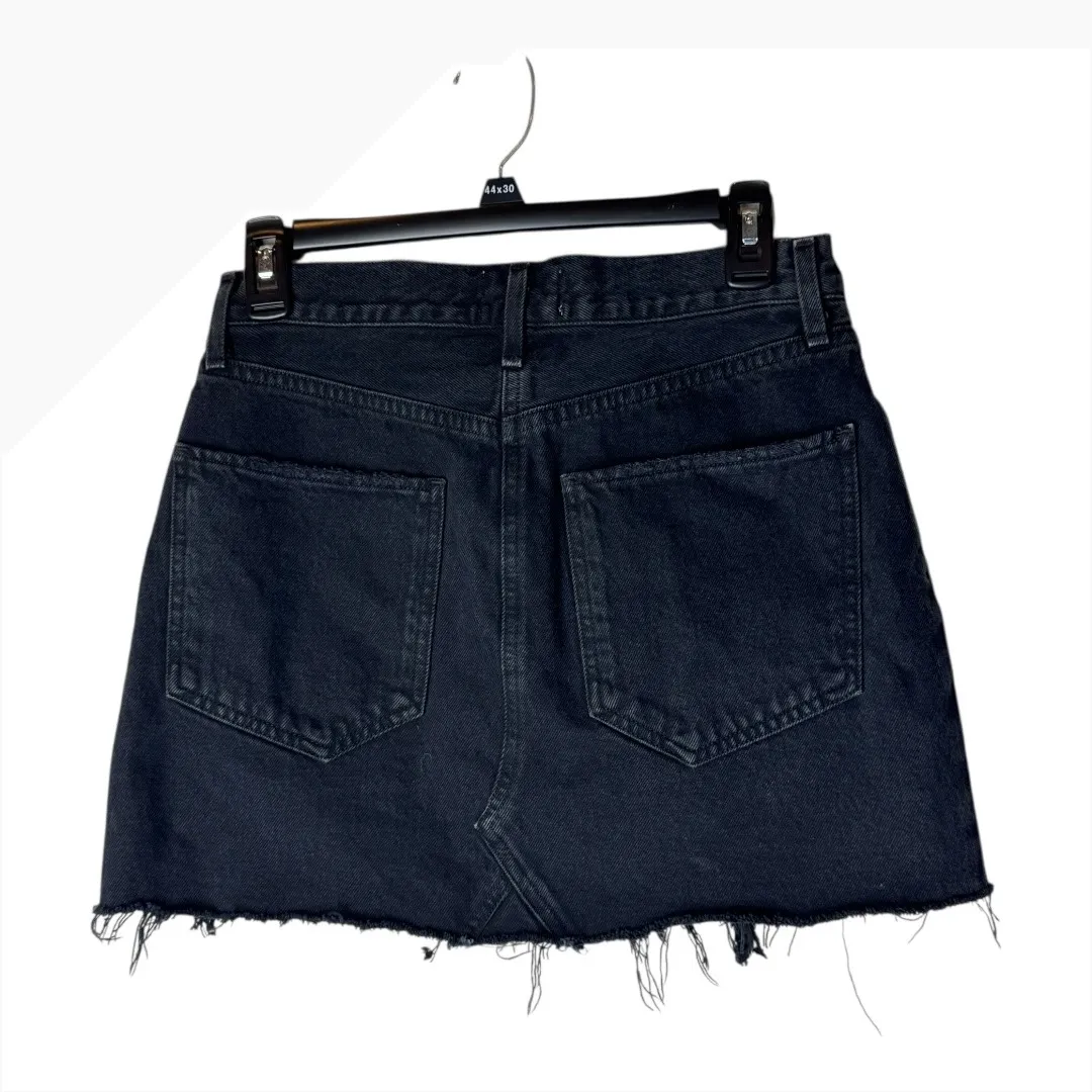 AGOLDE Skirt Women 26‎ Black Denim Quinn High Rise A Line Mini Jean Frayed Hem - Image 4