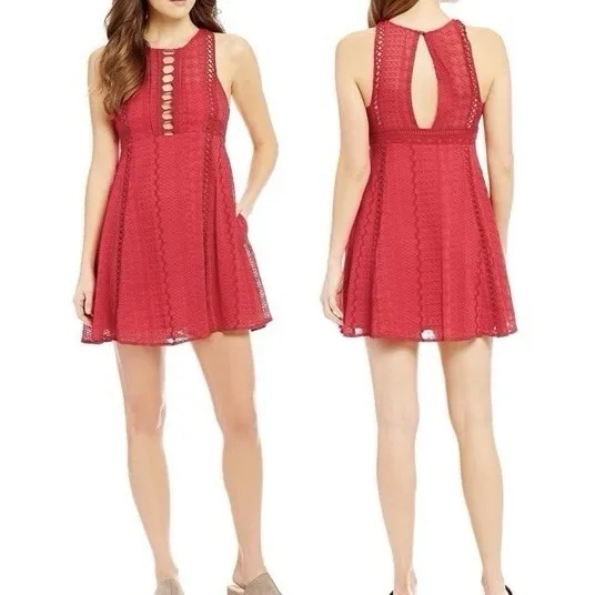 Free People Wherever You Go Crochet Lace Mini Dress Size XS/0 Boho Coquette Cute - Image 2