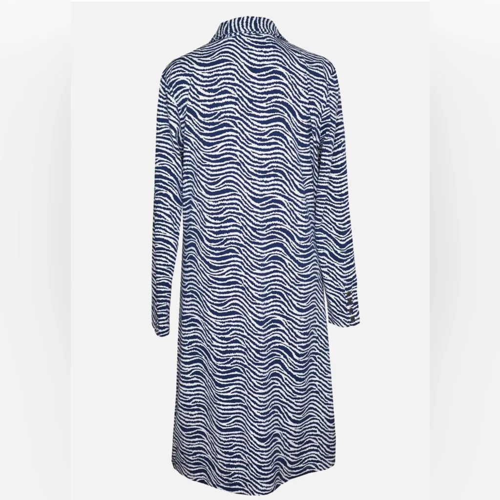 J. Mclaughlin Blue/White Striped Long Sleeve Catalina Cloth Shirt Dress Size M - Image 4